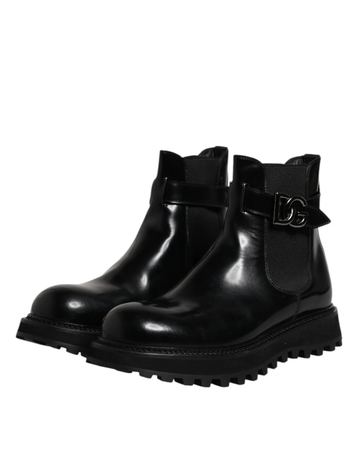 Dolce &amp; Gabbana Sample Sale Dolce &amp; Gabbana Black Belted DG Logo Men Chelsea Boots Shoes - | Designer outlet