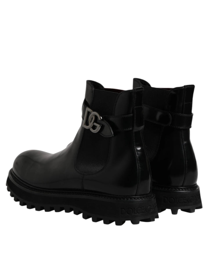 Dolce &amp; Gabbana Sample Sale Dolce &amp; Gabbana Black Belted DG Logo Men Chelsea Boots Shoes - | Designer outlet