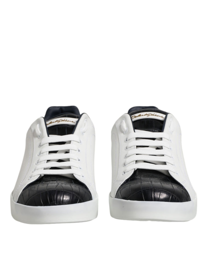 Dolce &amp; Gabbana Sample Sale Dolce &amp; Gabbana White Black Leather Portofino Sneaker Shoes - | Designer outlet