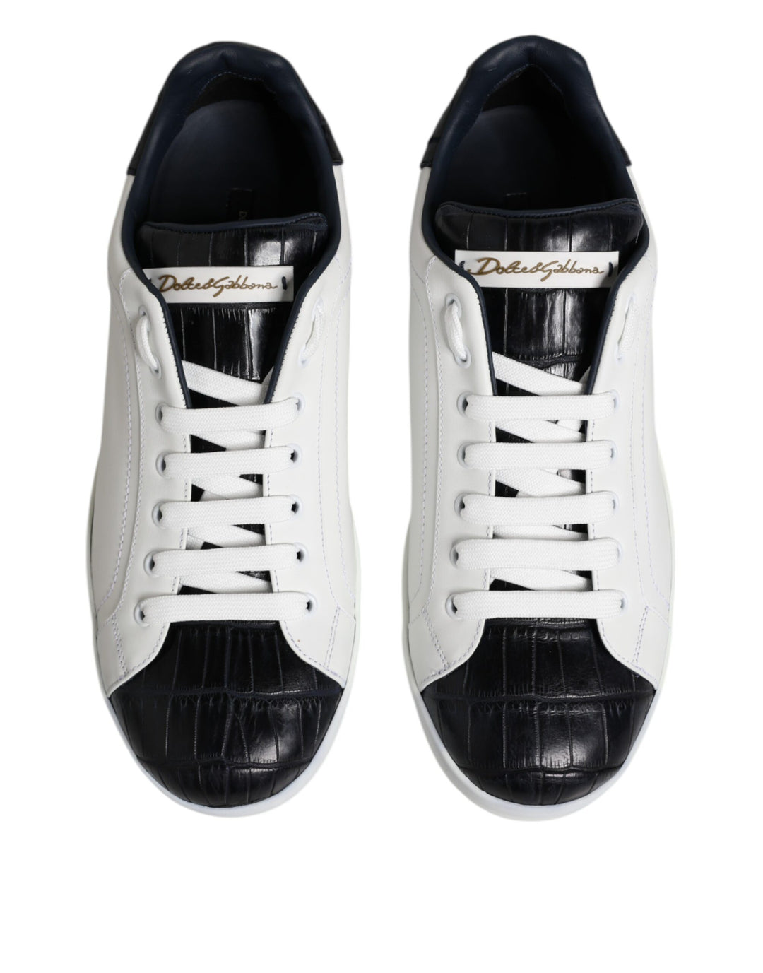 Dolce &amp; Gabbana Sample Sale Dolce &amp; Gabbana White Black Leather Portofino Sneaker Shoes - | Designer outlet
