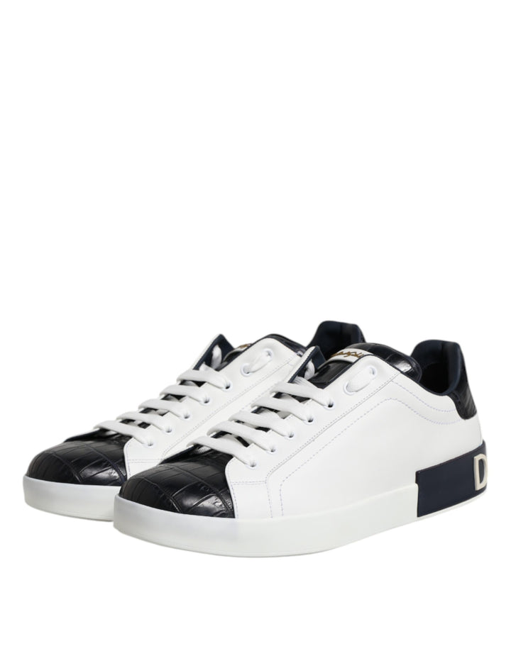 Dolce &amp; Gabbana Sample Sale Dolce &amp; Gabbana White Black Leather Portofino Sneaker Shoes - | Designer outlet