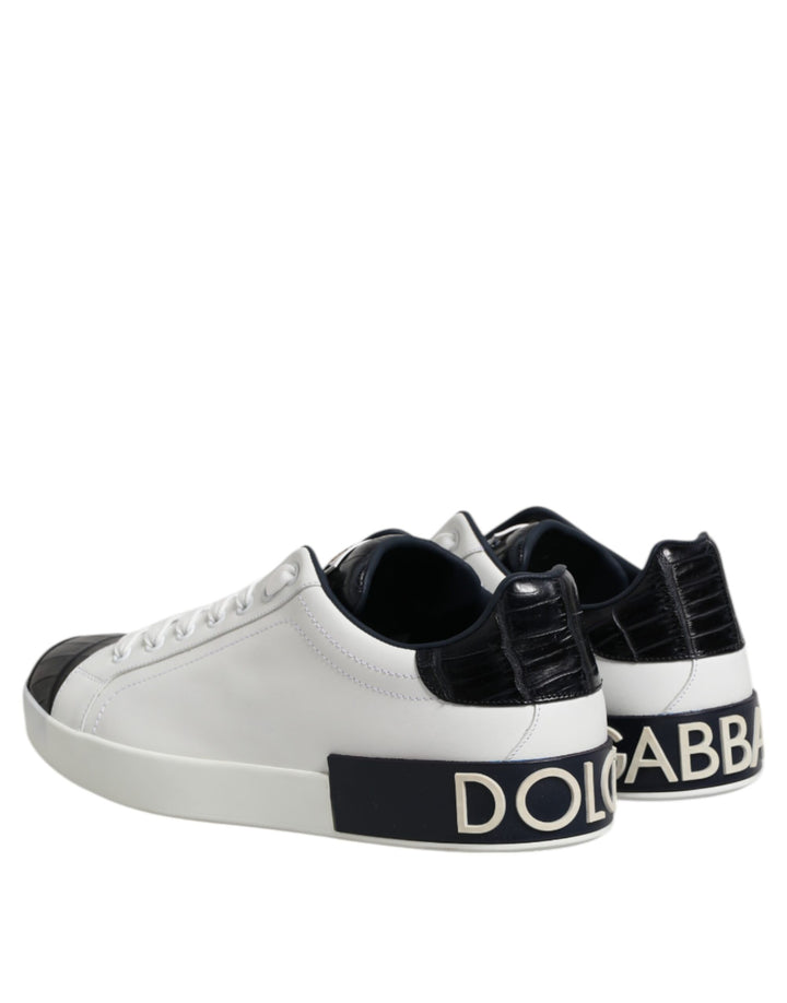 Dolce &amp; Gabbana Sample Sale Dolce &amp; Gabbana White Black Leather Portofino Sneaker Shoes - | Designer outlet