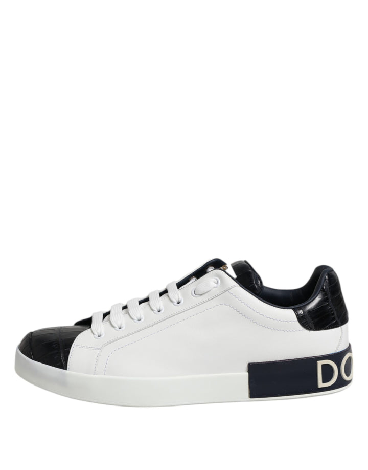 Dolce &amp; Gabbana Sample Sale Dolce &amp; Gabbana White Black Leather Portofino Sneaker Shoes - | Designer outlet