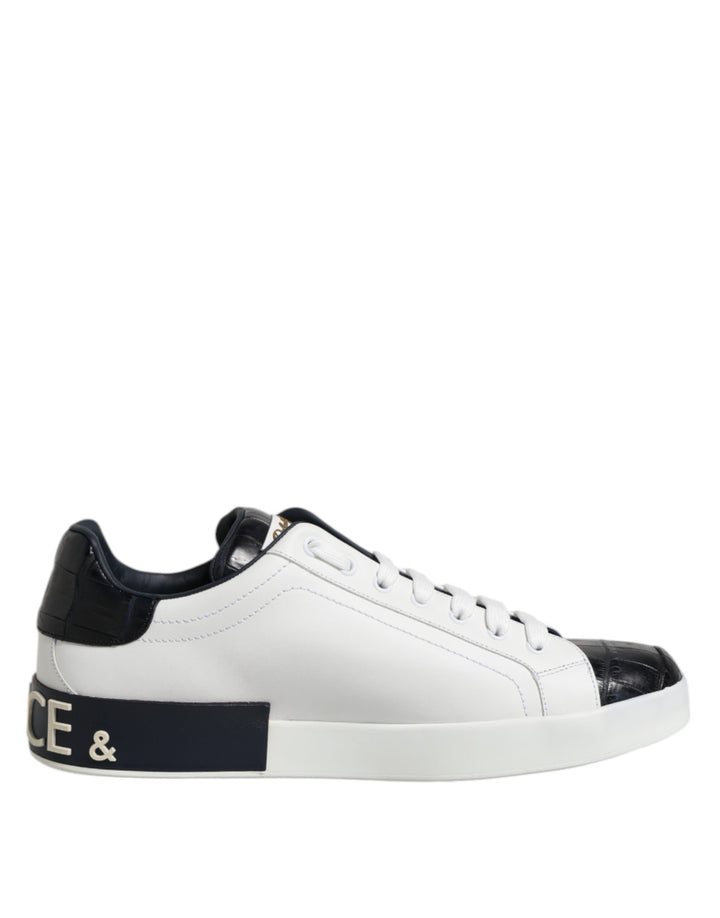 Dolce &amp; Gabbana Sample Sale Dolce &amp; Gabbana White Black Leather Portofino Sneaker Shoes - | Designer outlet