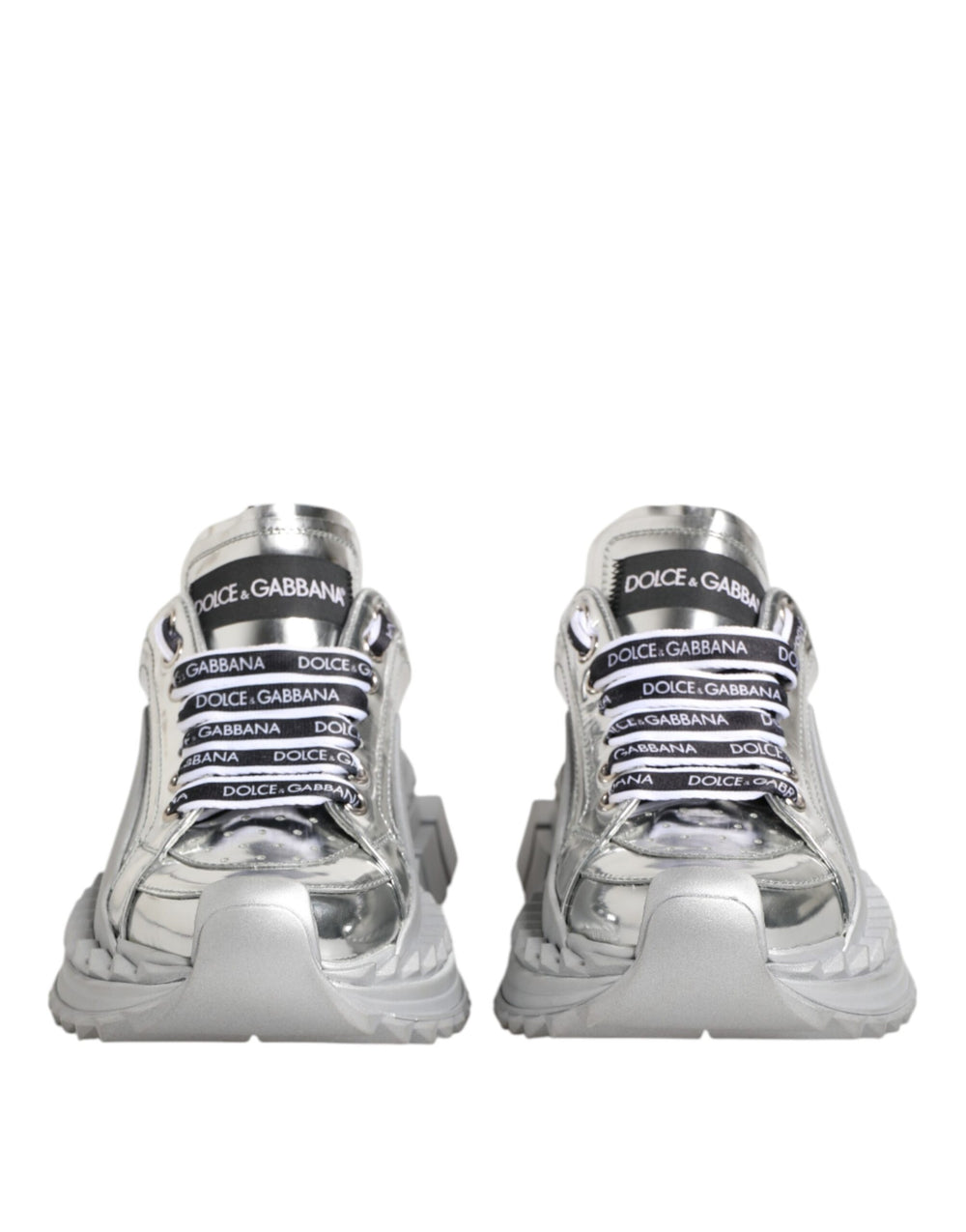 Dolce & Gabbana Sample Sale Dolce & Gabbana Silver Leather Super Queen Sneakers Shoes - | Designer outlet