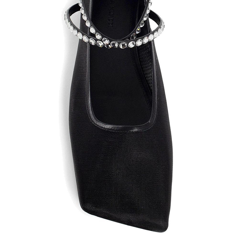 Amina Muaddi Mesh Crystal Ballerina Flats