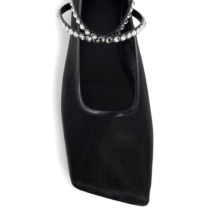 Amina Muaddi Mesh Crystal Ballerina Flats