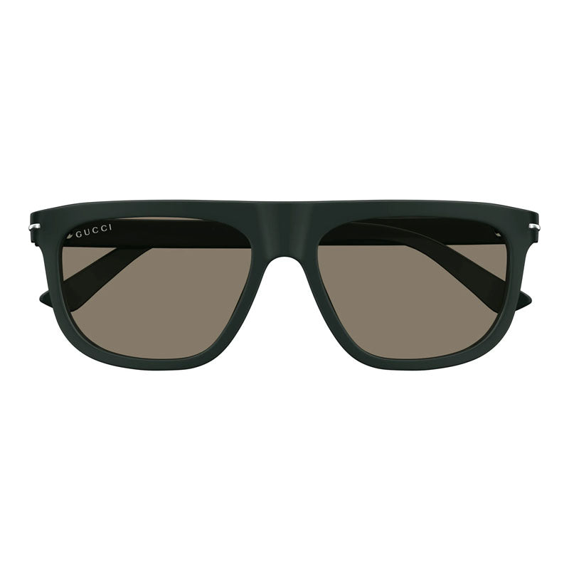 Gucci Sunglasses Square Full Rim, Shiny Green Frame and Brown Lens GG1726S004