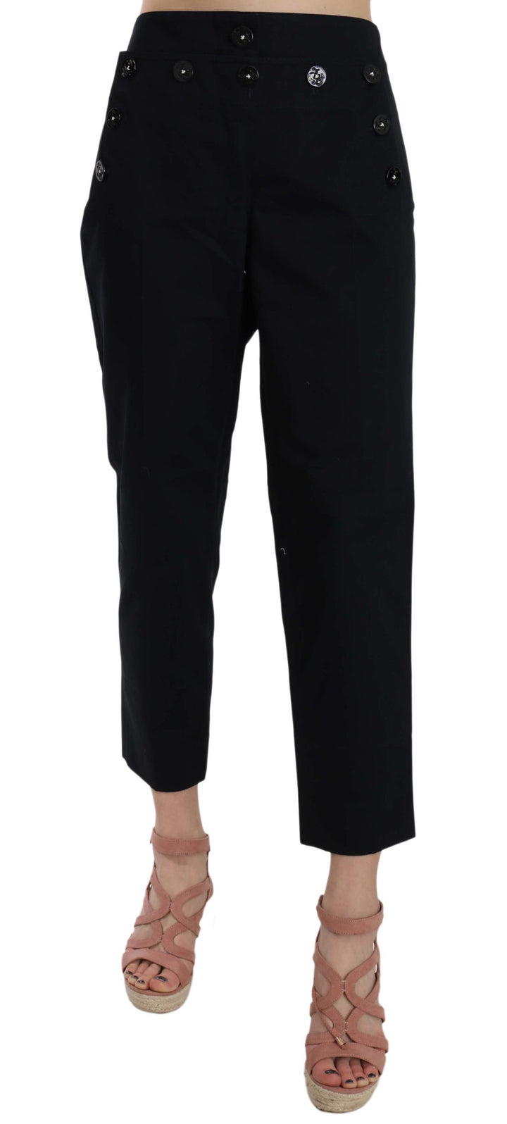 Dolce &amp; Gabbana Sample Sale Dolce &amp; Gabbana Black Cropped Front Button Embellished Pants - | Designer outlet