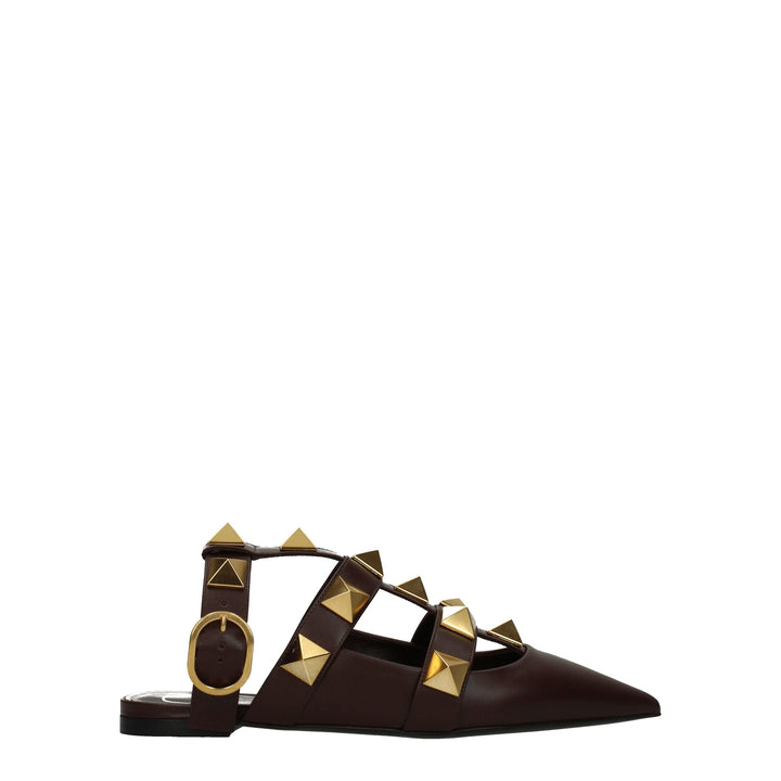 Valentino Garavani Brown Leather Sandals by Valentino Garavani outlet now on sale