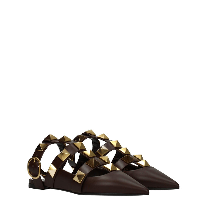 Valentino Garavani Brown Leather Sandals by Valentino Garavani outlet now on sale
