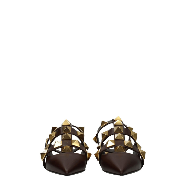 Valentino Garavani Brown Leather Sandals by Valentino Garavani outlet now on sale