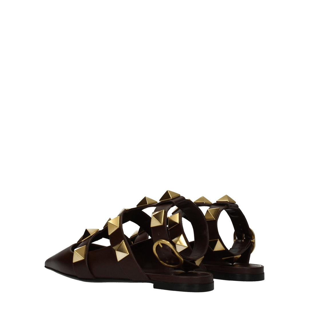 Valentino Garavani Brown Leather Sandals by Valentino Garavani outlet now on sale