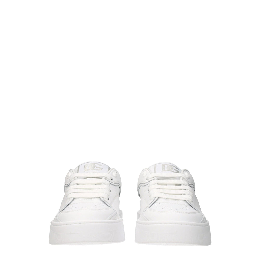 Dolce & Gabbana White Leather Low Tops