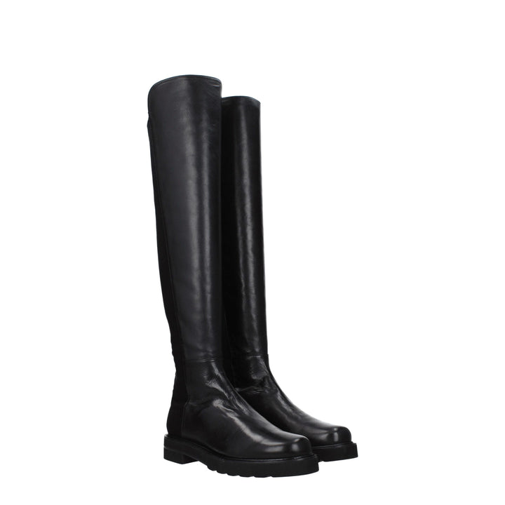 Stuart Weitzman Black Leather Over The Knee