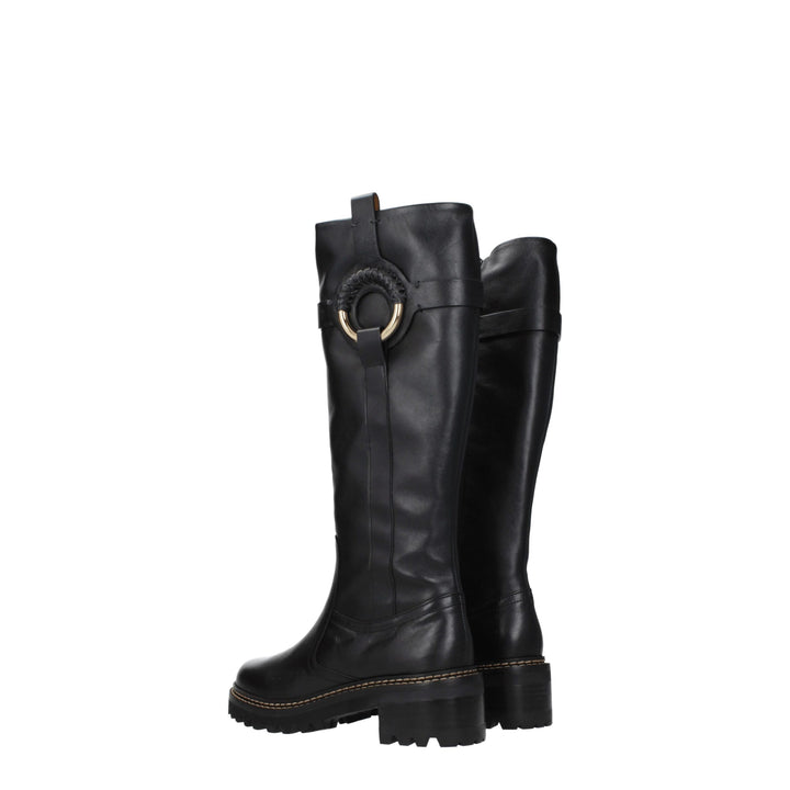 See By Chloé Black Leather Over The Knee