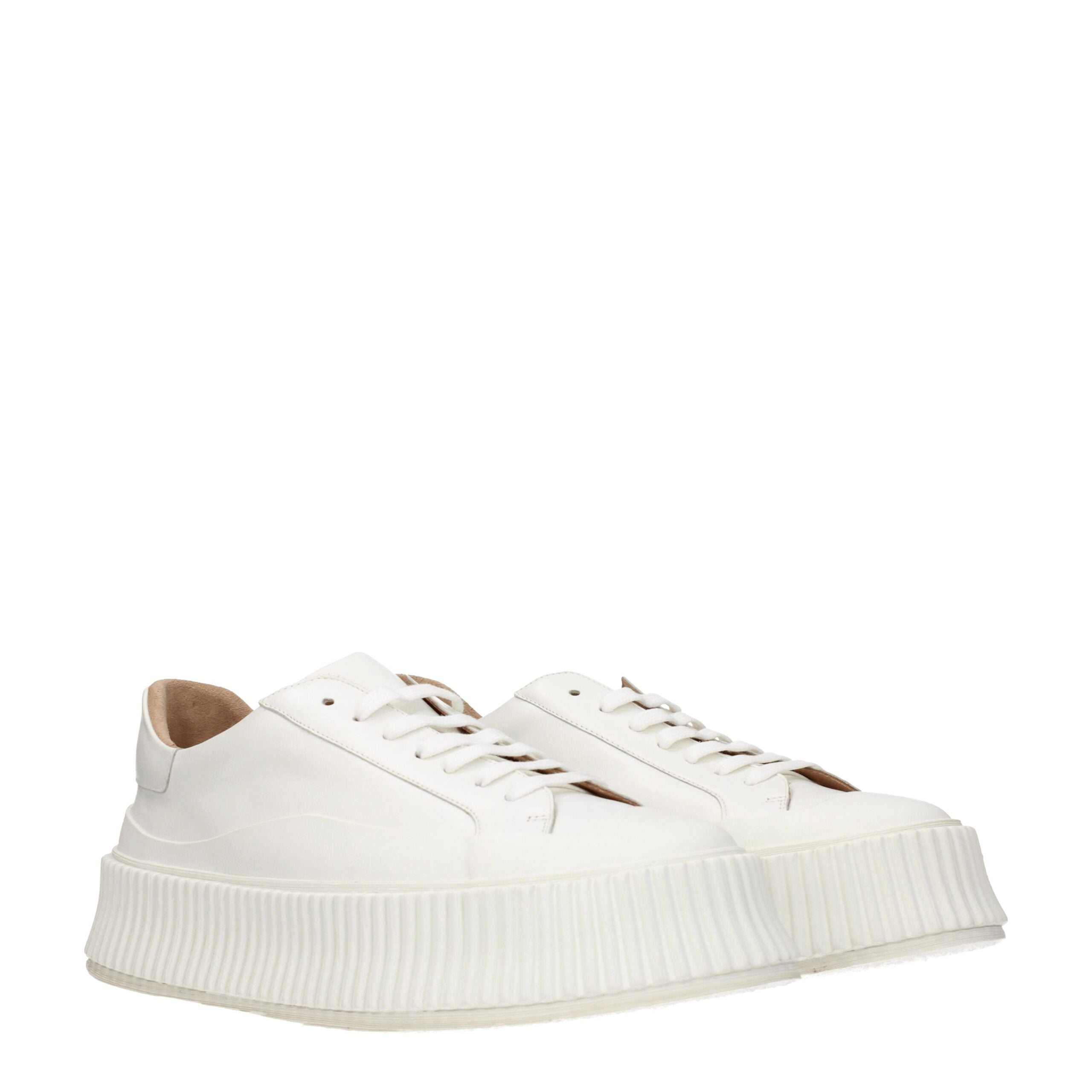 Jil Sander White Leather Platform Sneakers | Luxury Designer