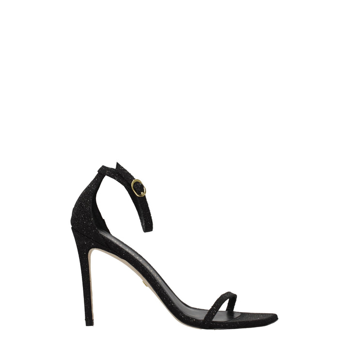 Stuart Weitzman Black Crystals Stiletto Heels Sandals