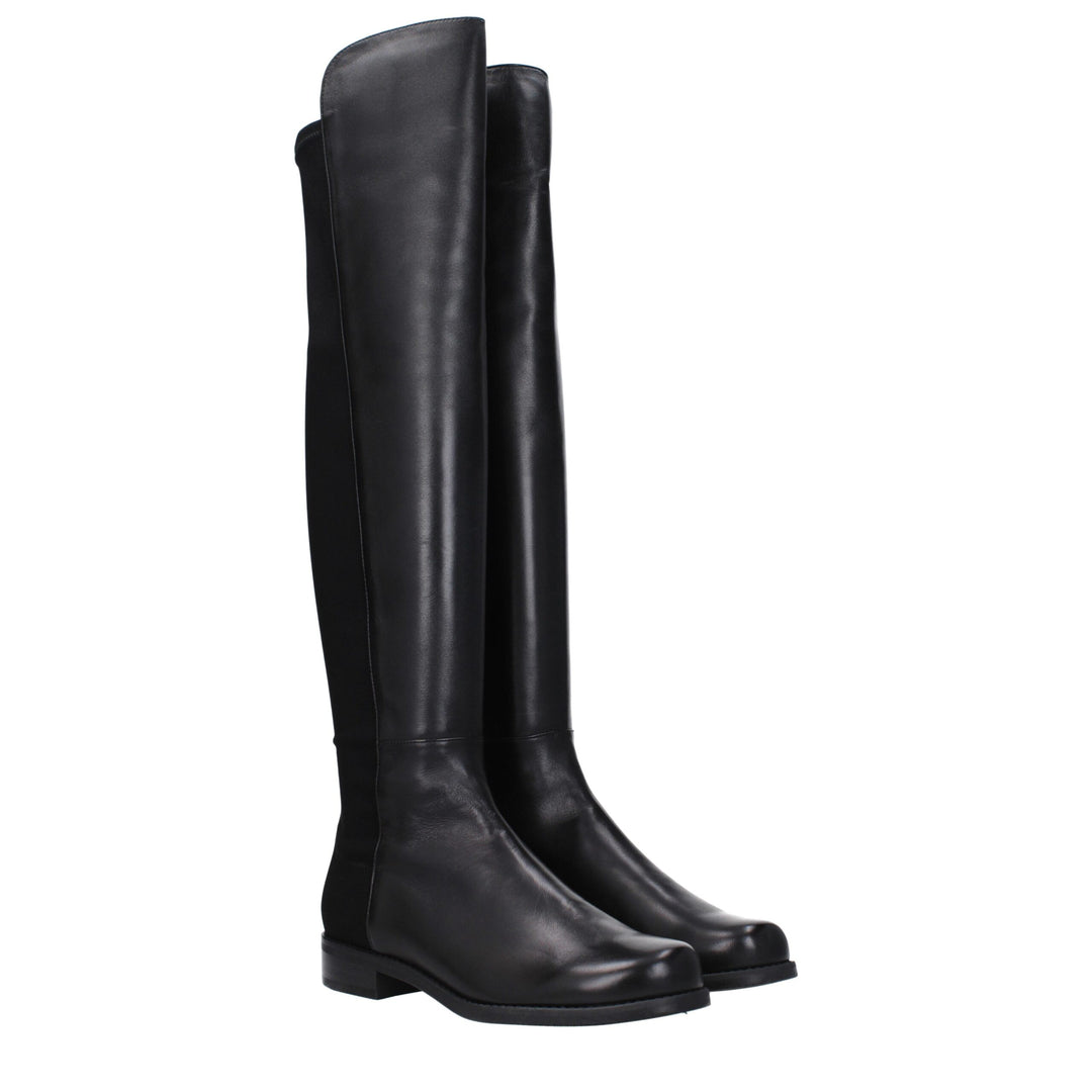 Stuart Weitzman Black Leather Over The Knee