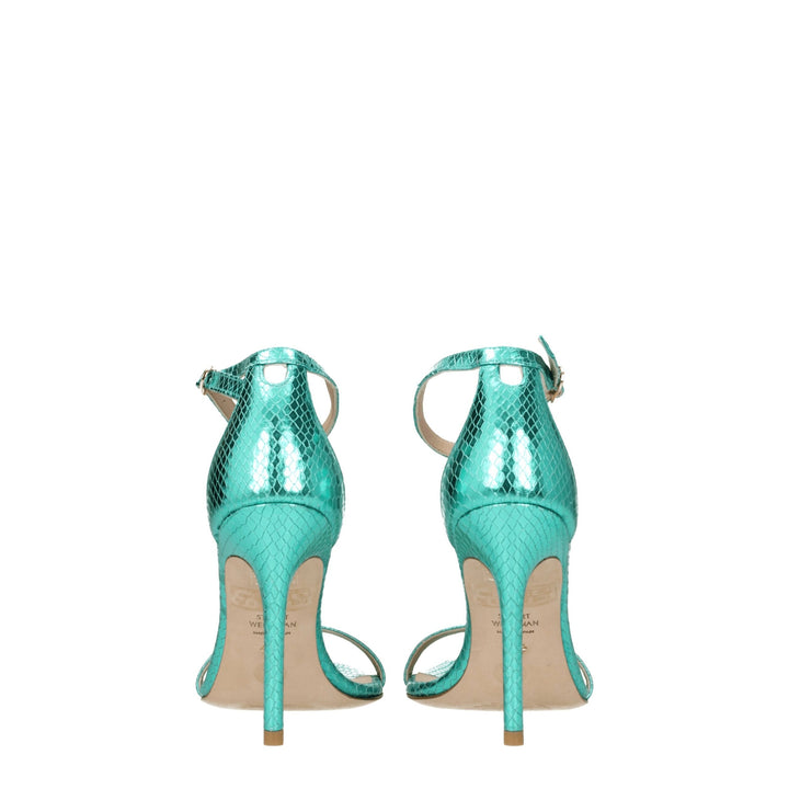 Stuart Weitzman Green Leather Stiletto Heels Sandals