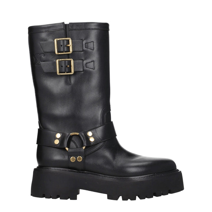 Celine Gold Leather Ankle Boots