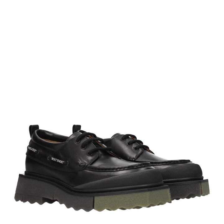 Off-White Black Leather Slip-On Loafers