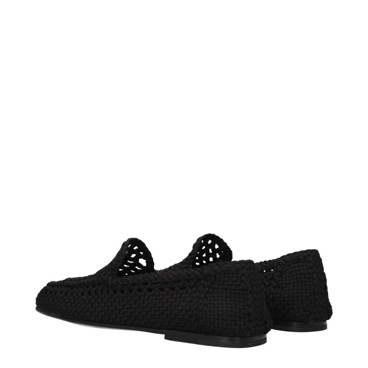 Dolce & Gabbana Black Fabric Slip-On Loafers