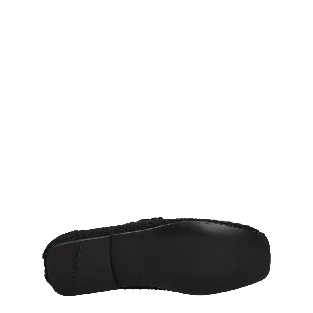 Dolce & Gabbana Black Fabric Slip-On Loafers