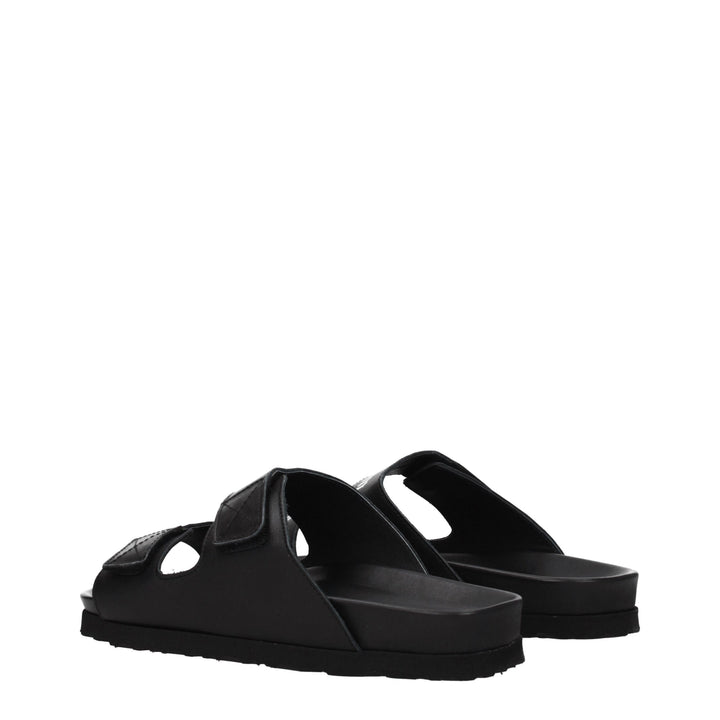 Palm Angels Black Leather Slippers Sandals