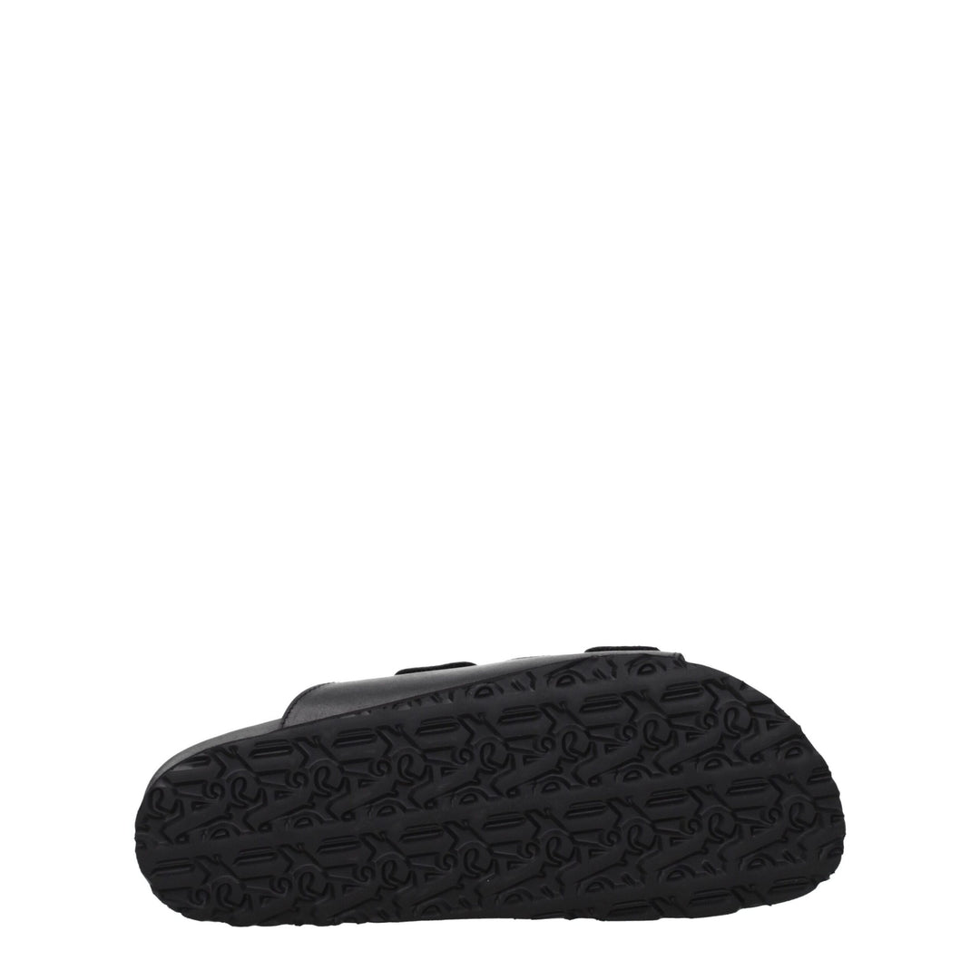 Palm Angels Black Leather Slippers Sandals