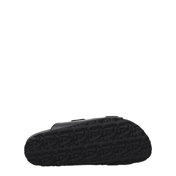 Palm Angels Black Leather Slippers Sandals