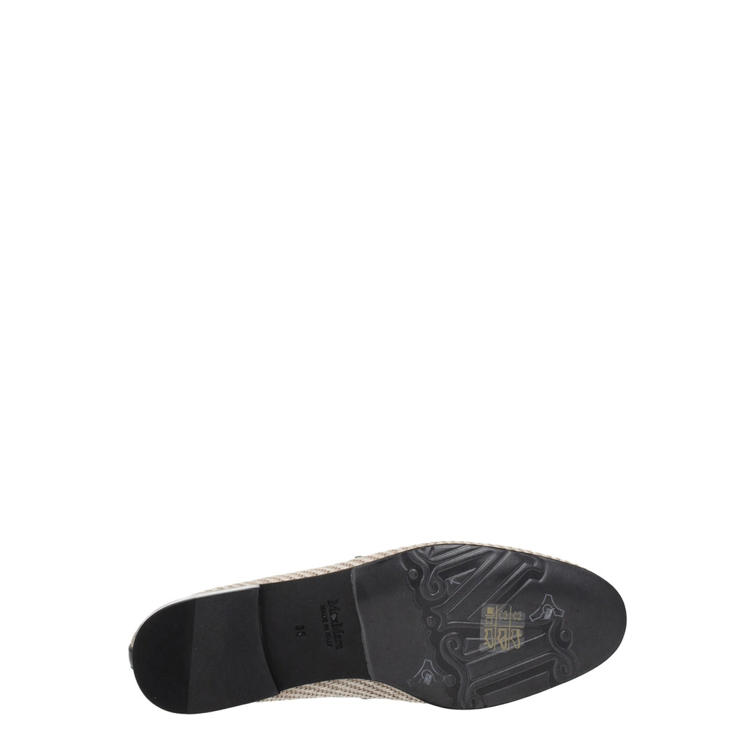 Max Mara Beige Fabric Slip-On Loafers