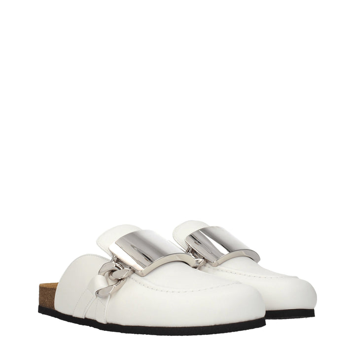 Jw Anderson White Leather Slippers Sandals