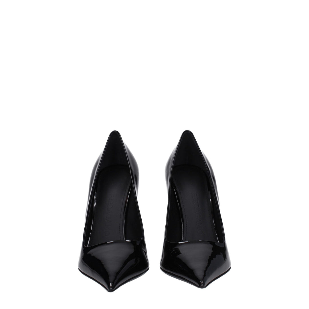 Salvatore Ferragamo Black Leather Broch