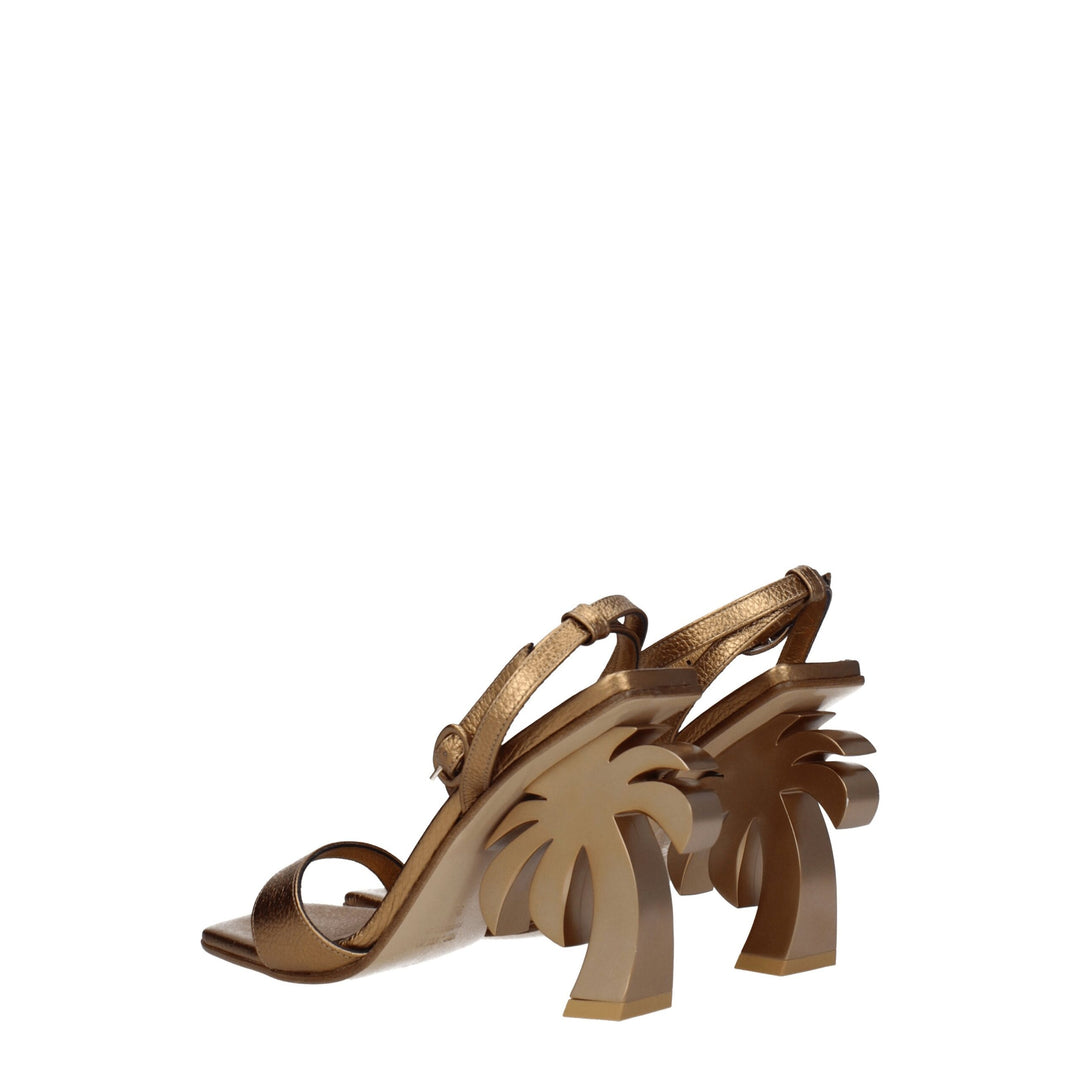 Palm Angels Gold Leather Platforms