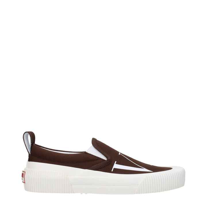 Valentino Garavani Brown Fabric Slip-On Loafers