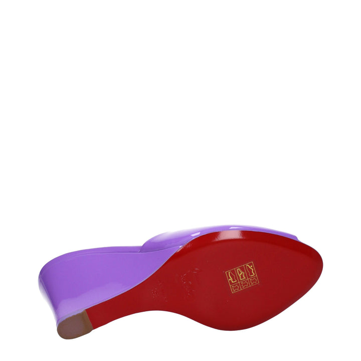Christian Louboutin Purple Leather Wedges Sandals
