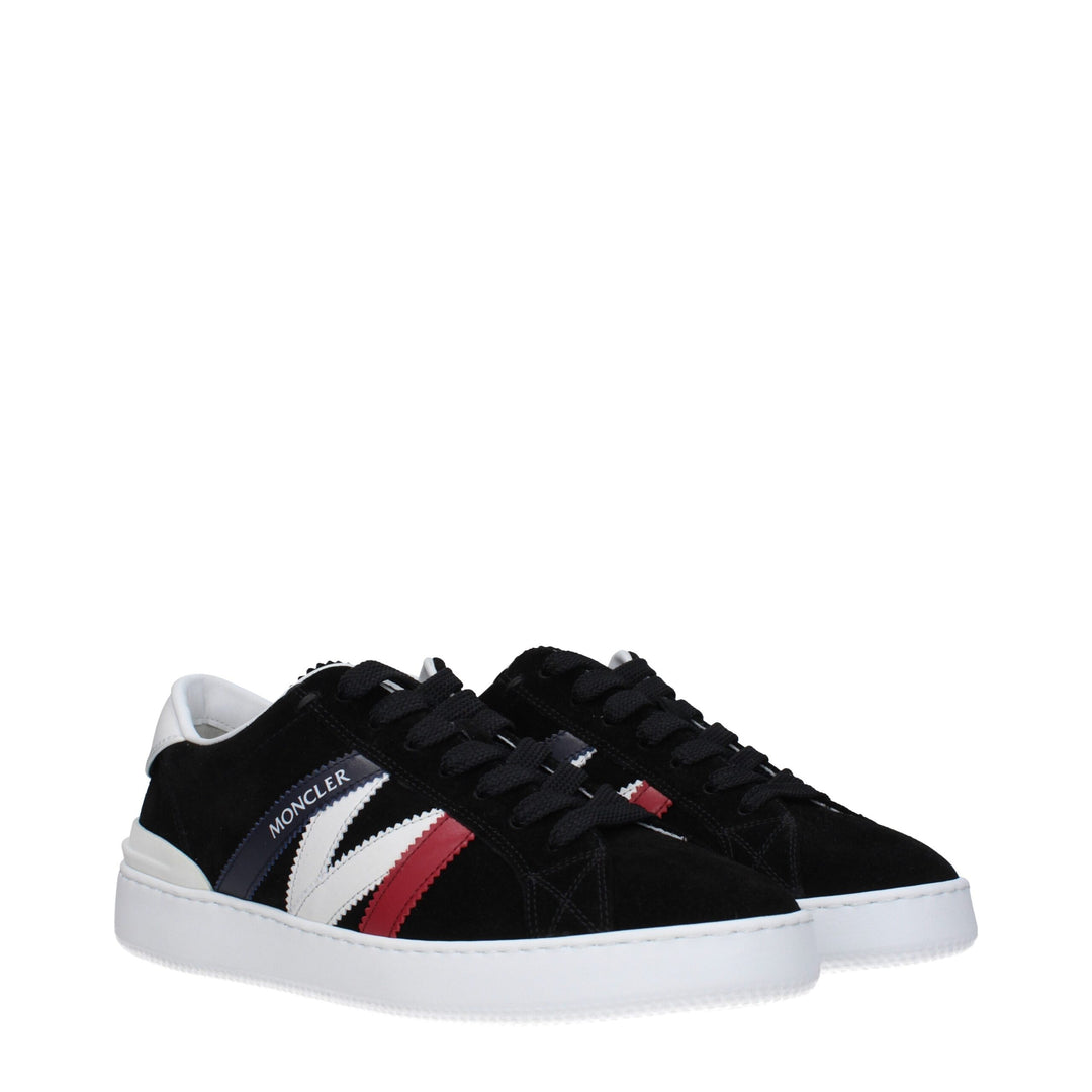 Moncler Black Leather Low Tops
