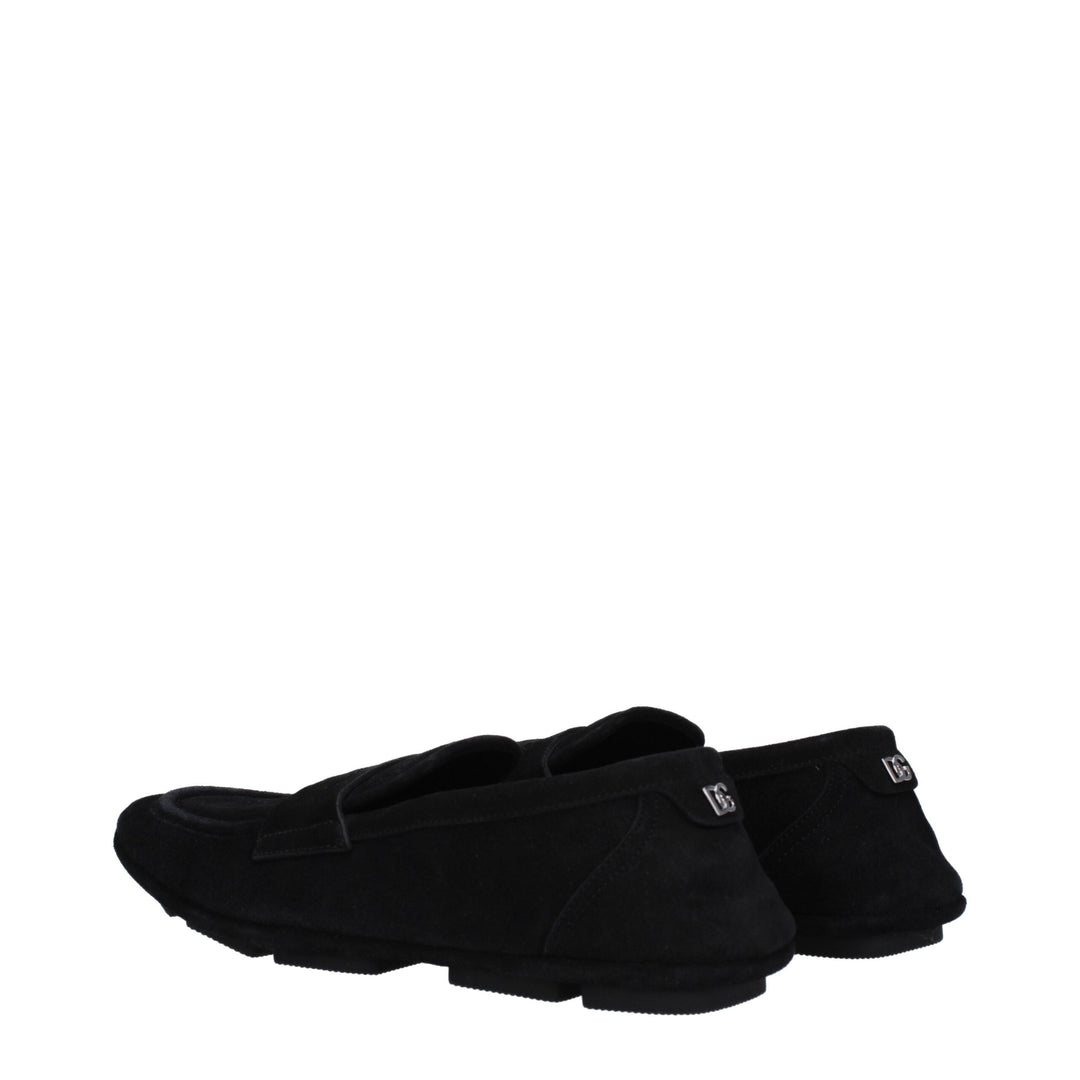 Dolce & Gabbana Black Leather Slip-On Loafers