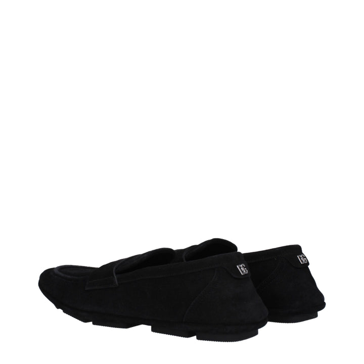 Dolce & Gabbana Black Leather Slip-On Loafers