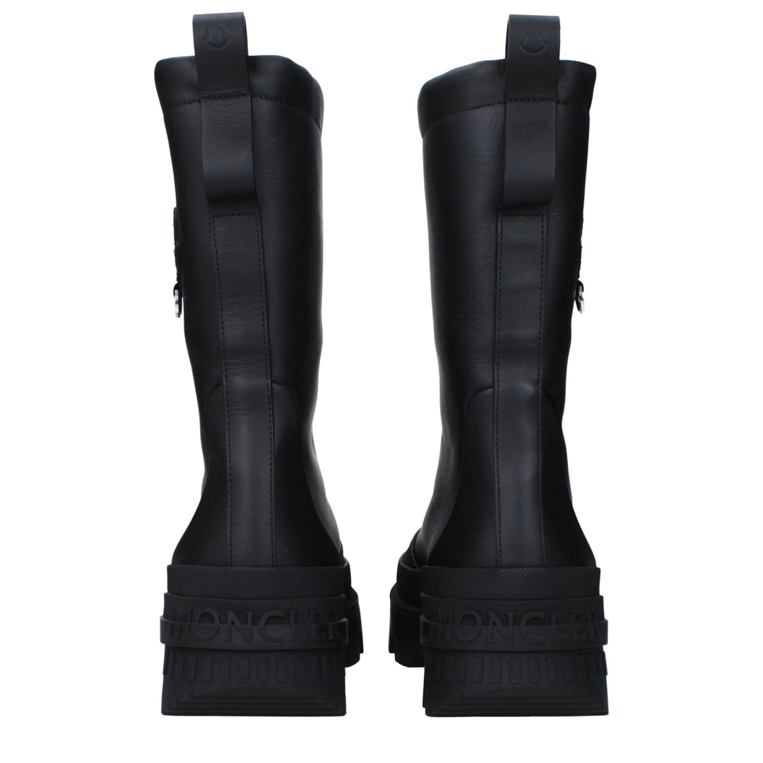 Moncler Black Leather Ankle