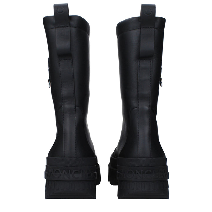 Moncler Black Leather Ankle
