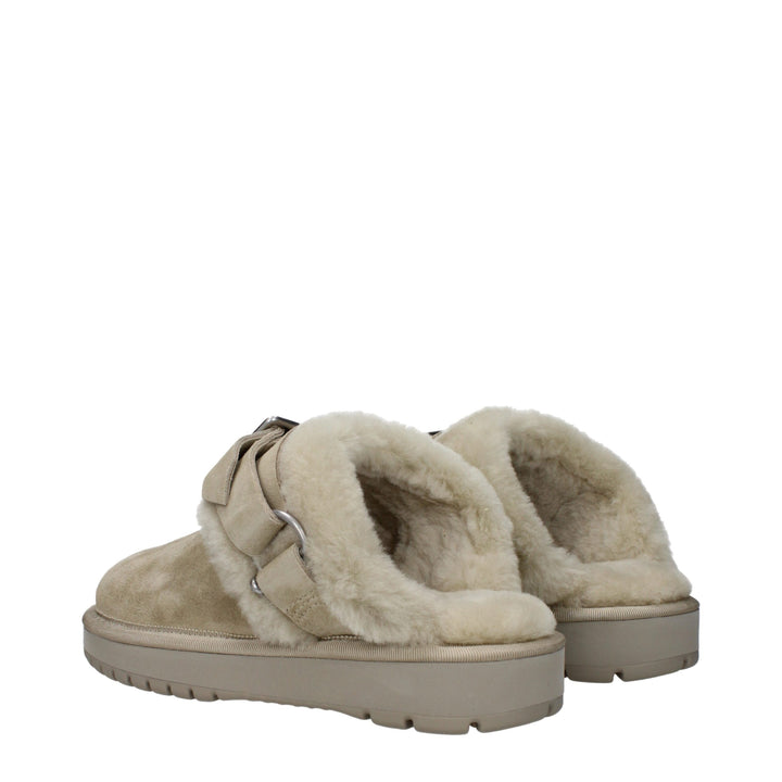 Burberry Green Leather Slippers Sandals