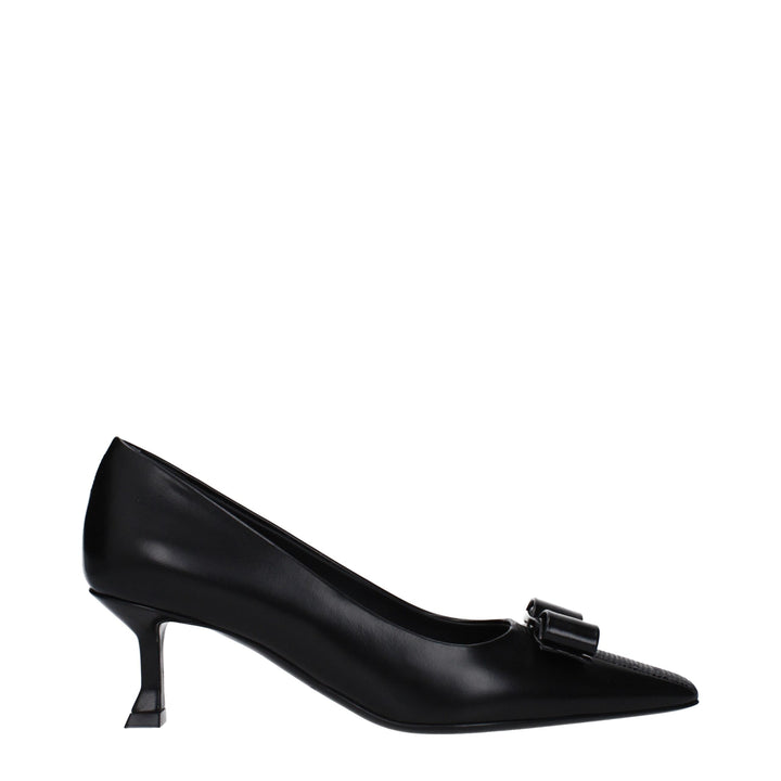 Salvatore Ferragamo Black Leather Broch