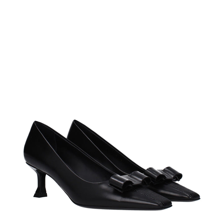 Salvatore Ferragamo Black Leather Broch