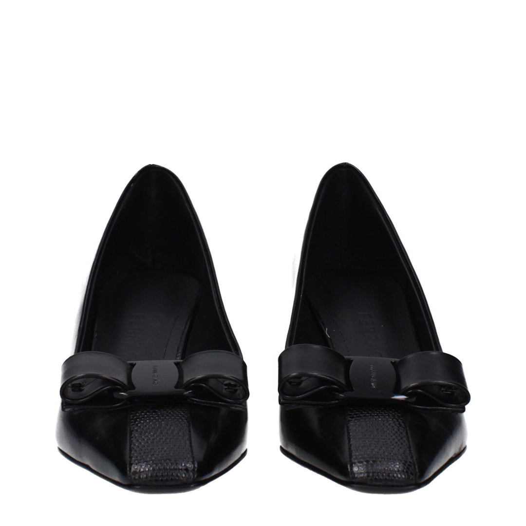 Salvatore Ferragamo Black Leather Broch
