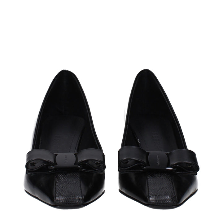 Salvatore Ferragamo Black Leather Broch