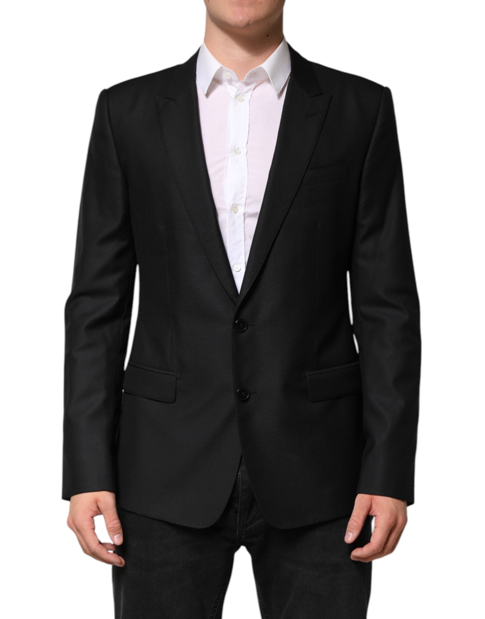 ジャケット Dolce & Gabbana Black Wool Blazer Dolce & Gabbana Black Wool Single Breasted Jacket Blazer