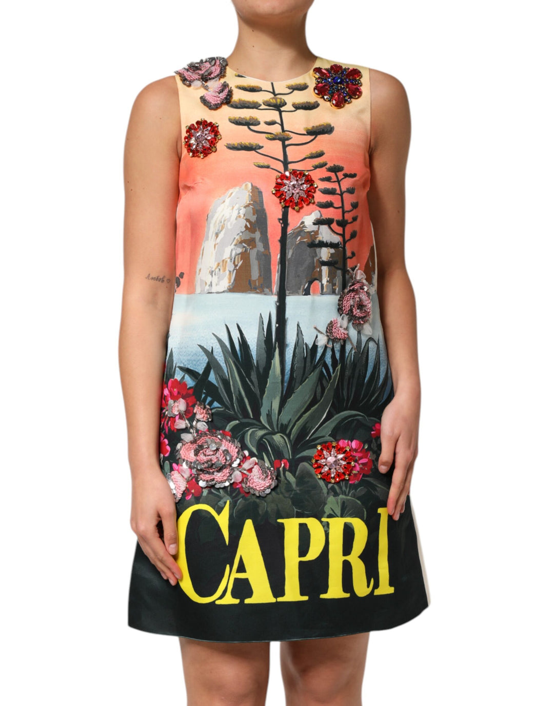 Dolce &amp; Gabbana Sample Sale Dolce &amp; Gabbana Multicolor Crystal Embellished A-line Mini Dress - | Designer outlet