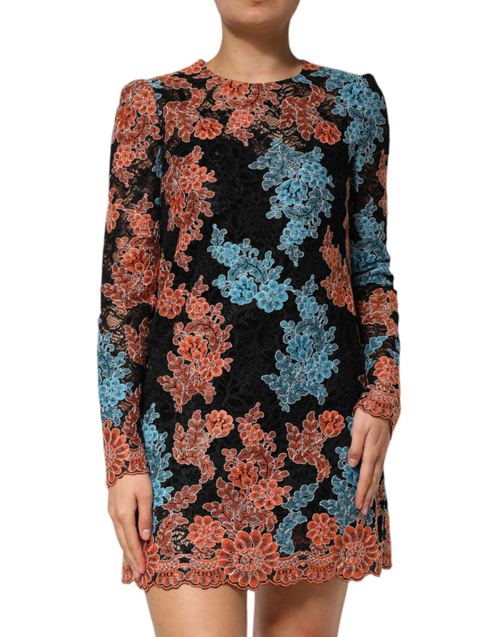Dolce &amp; Gabbana Sample Sale Dolce &amp; Gabbana Multicolor Floral Embroidery Shift Mini Dress - | Designer outlet